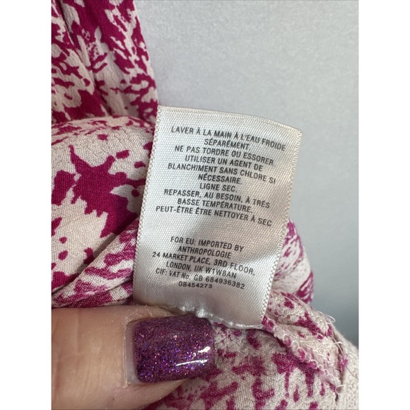 HD in Paris Anthropologie Boho Floral Dress Size 6 Pink Smocked - Picture 7 of 9